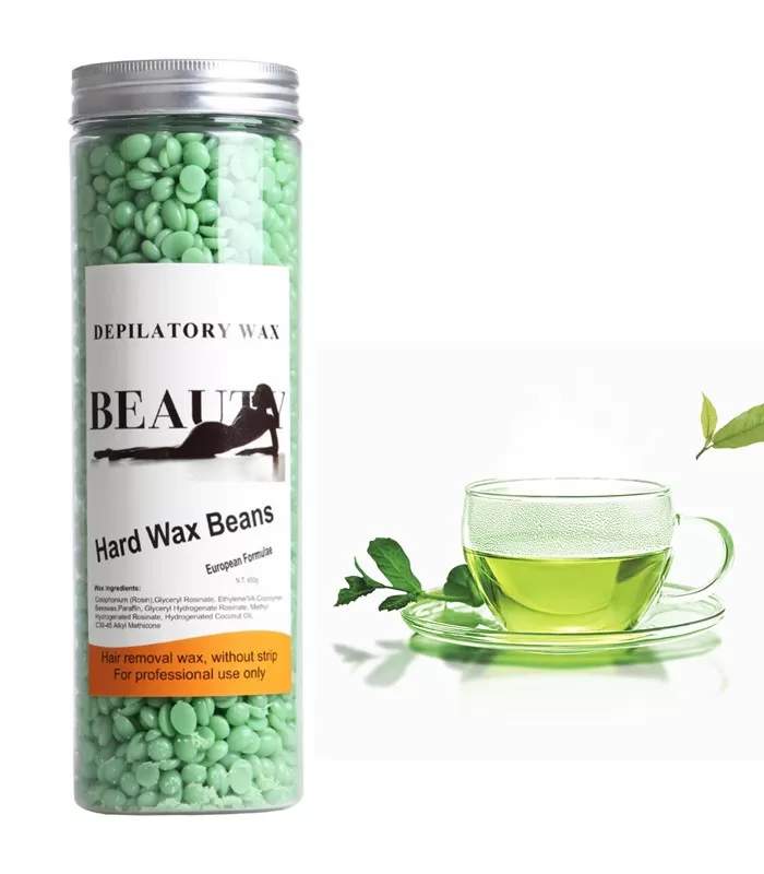 Green Tea Taste Depilatory Hot Film Hard Wax Beans 400g  - image 5