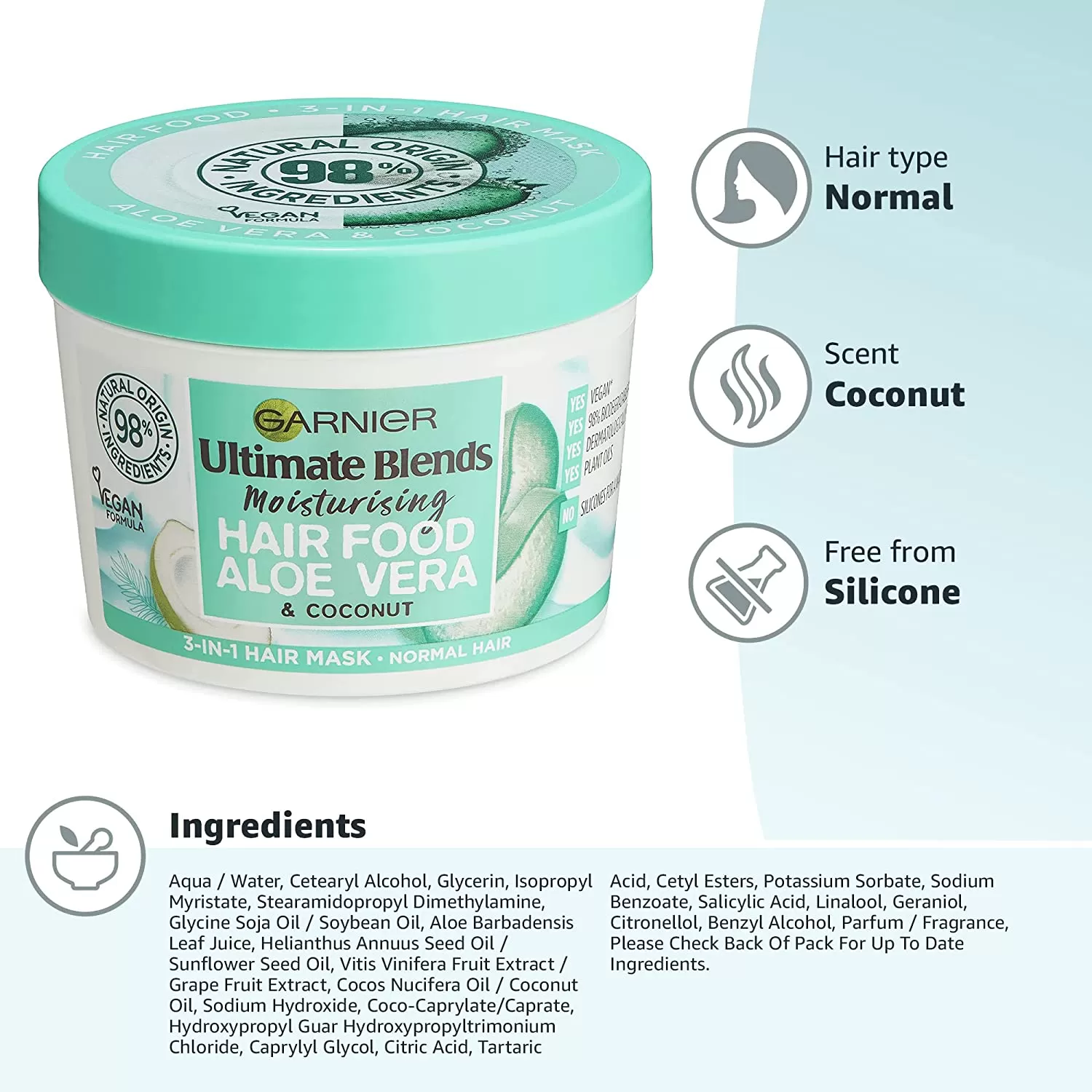 Garnier Hair Food Shampoo Conditioner 3 In 1 Aloe Vera - image 2