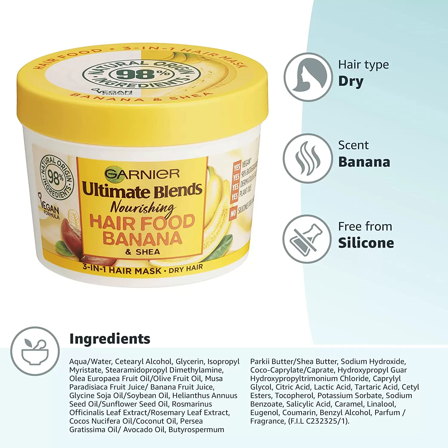 Garniers Hair Food Shampoo Conditioner 3 In 1 Banana 98% - image 2