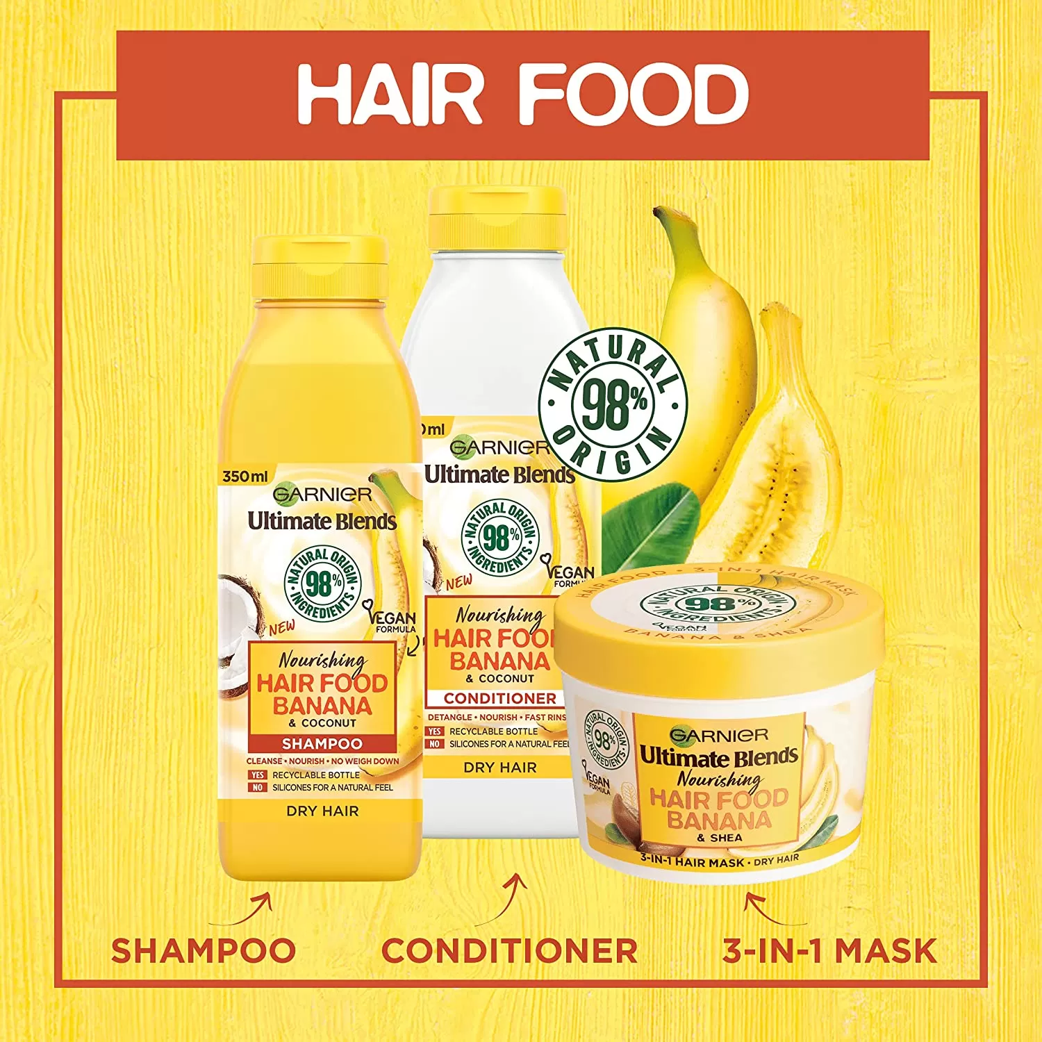 Garniers Hair Food Shampoo Conditioner 3 In 1 Banana 98% - image 8