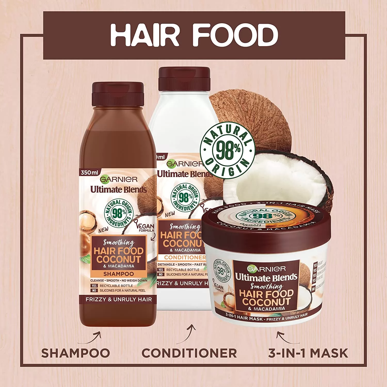 Garnier Hair Food Shampoo Conditioner 3 In 1 Coconut - image 8