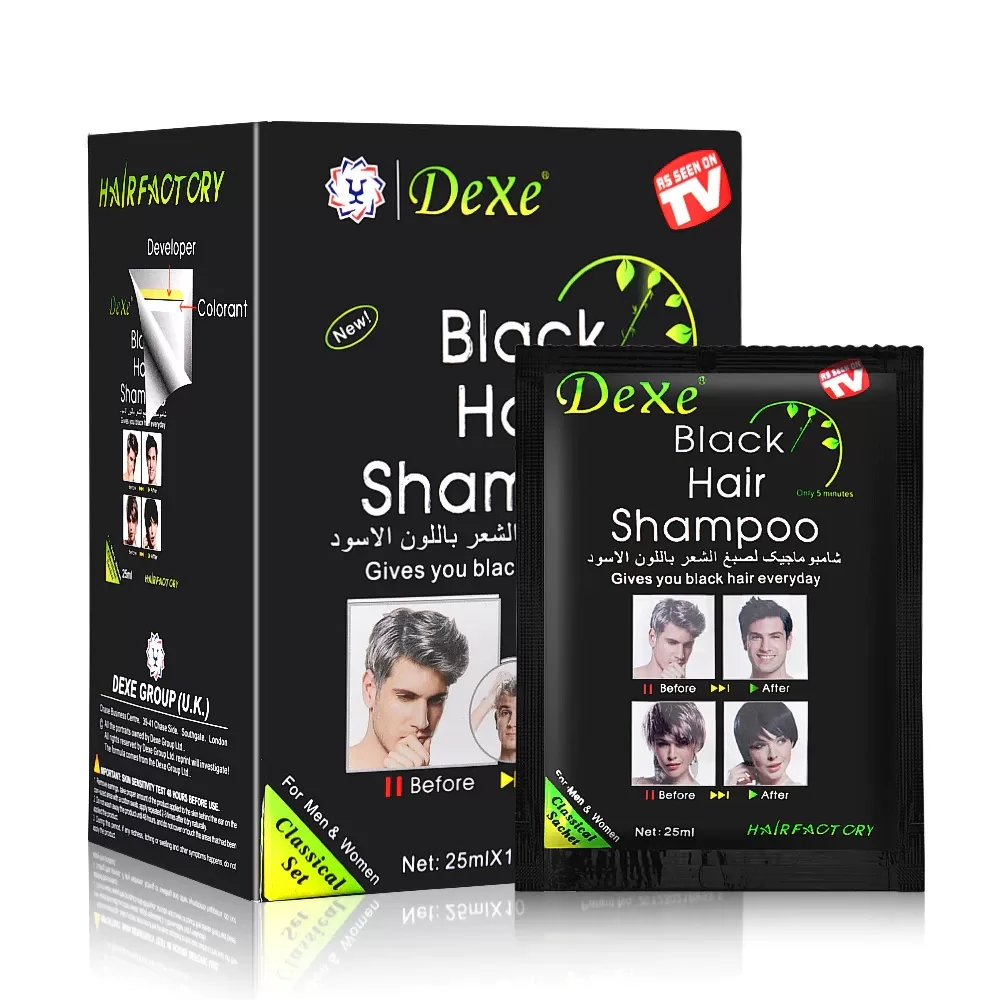 Dexe Black Hair Shampoo 25mlx2Pcs Hair Color Shampoo - image 2