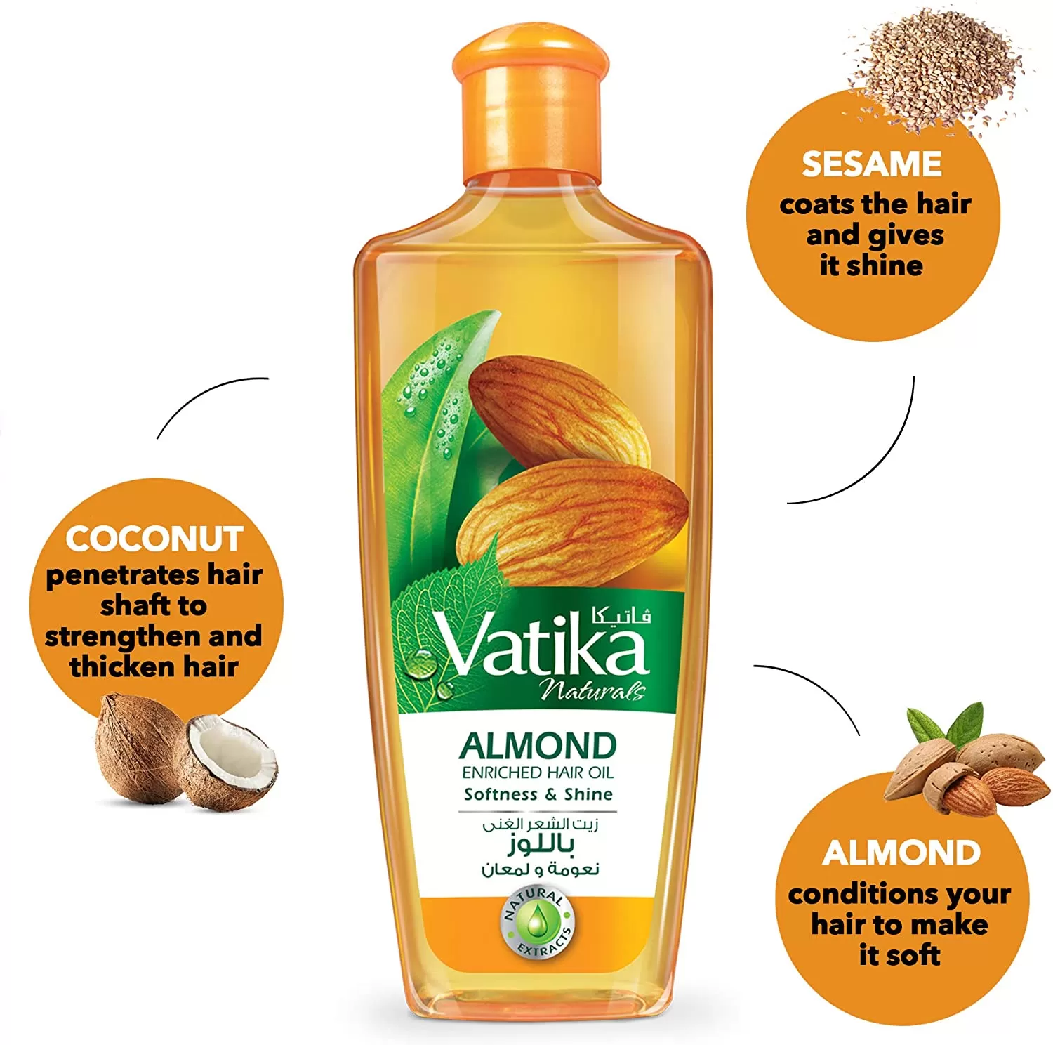 Dabur Vatika Naturals Almond Enriched Hair Oil 200ml - image 2