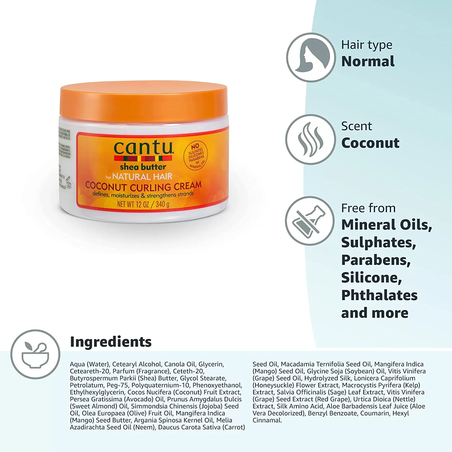 Cantu Shea Butter Coconut Curling Cream 340g - image 3