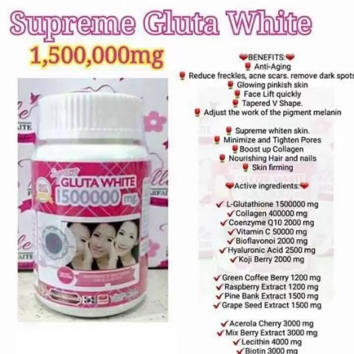 Supreme Gluta White 1500000mg Skin Care 30 Capsule - image 3