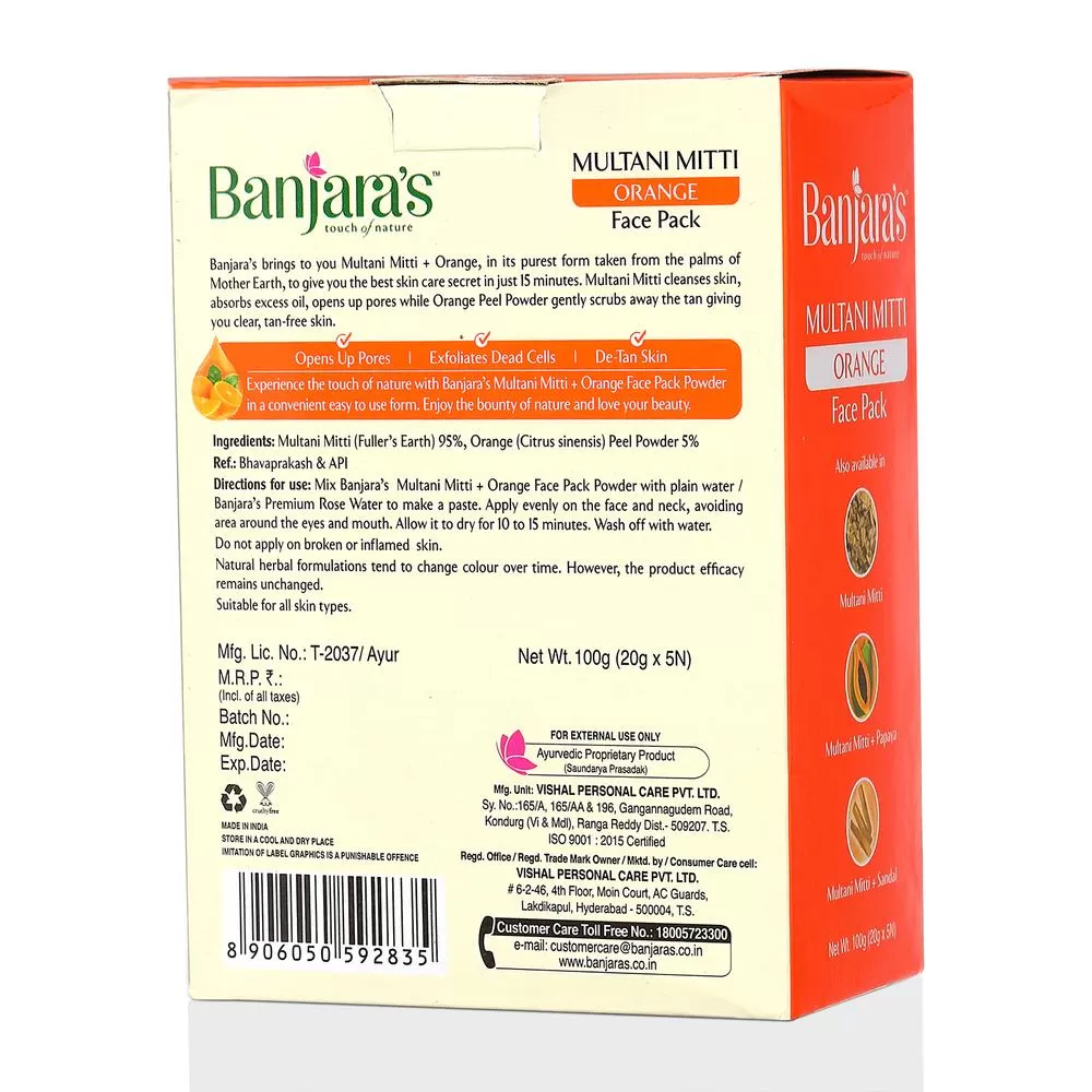 Banjaras Multani Mitti Orange Face Pack Powder 100g - image 5