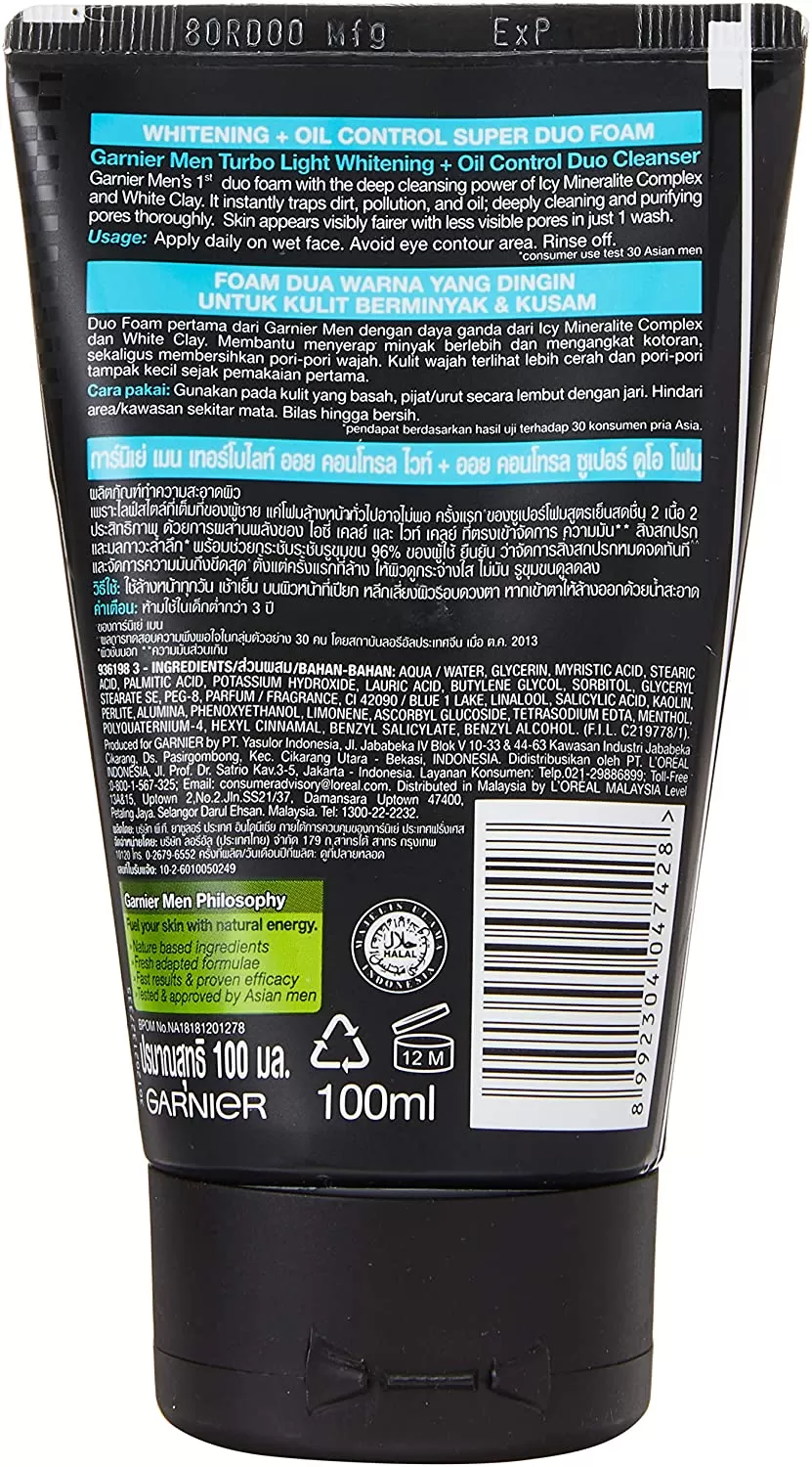 Garnier Men Turbo Light Oil Control Super Duo Foam 100ml - image 4