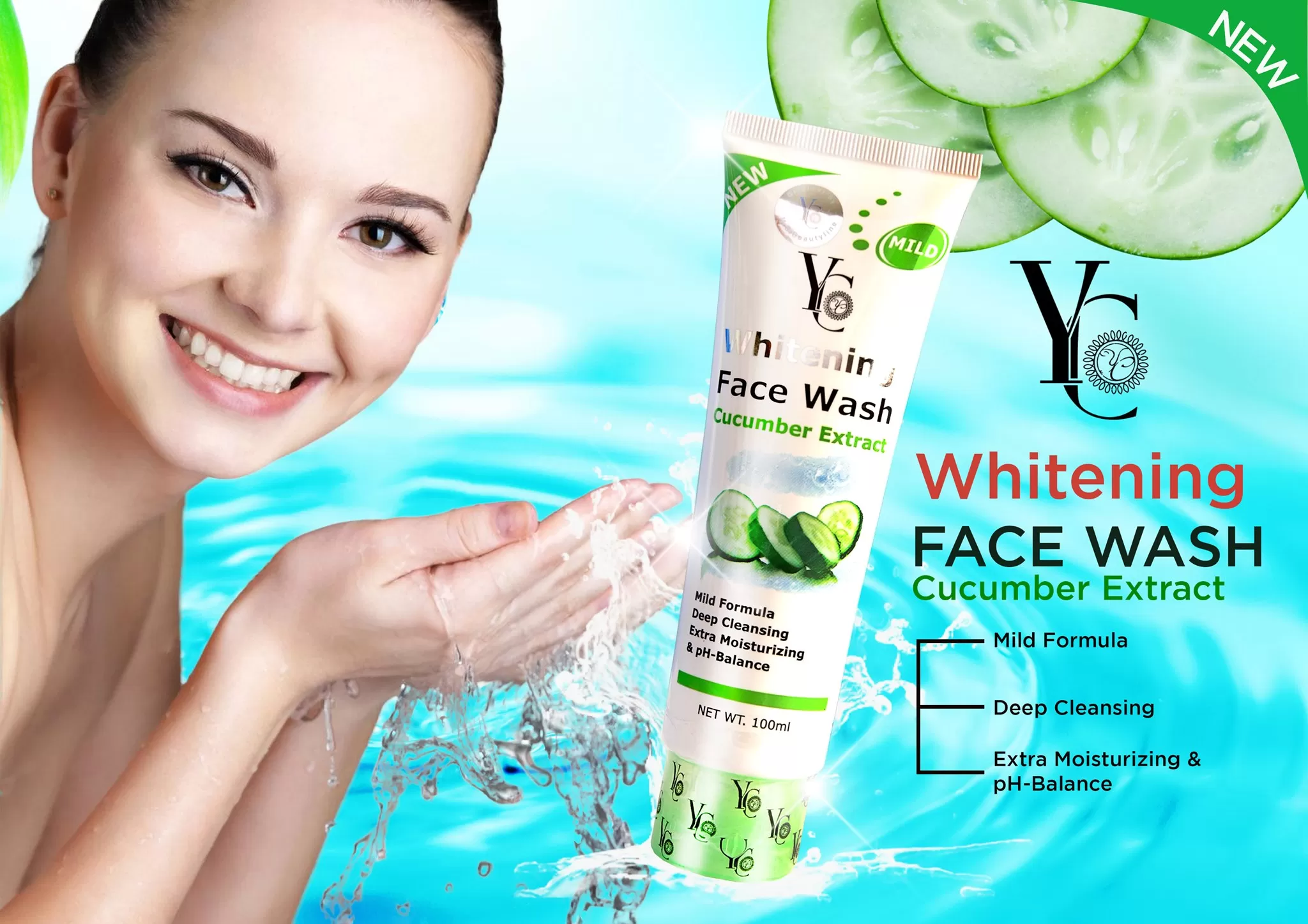 Yc Cucumber Face Wash 100ml Oil Control Deep Cleanse - image 4