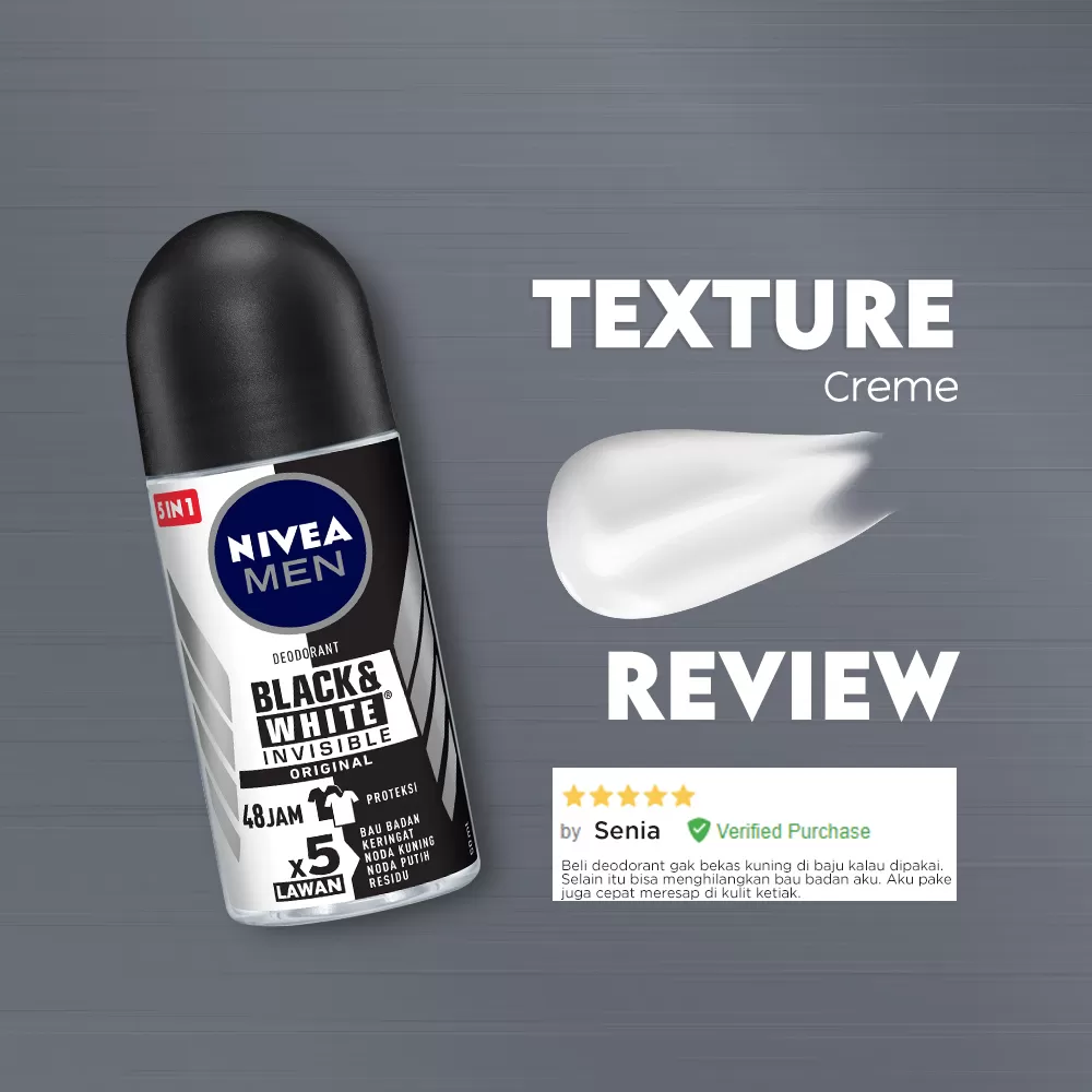 Nivea Men Roll On Black & White Clear 50ml Deodorant