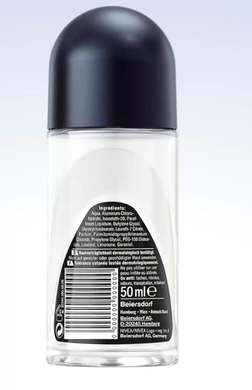 Nivea Men Roll On Black & White Clear 50ml Deodorant - image 4