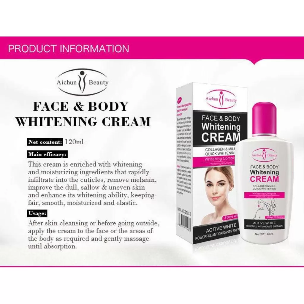 Aichun Beauty Face & Body Whitening Cream 120ml - image 2