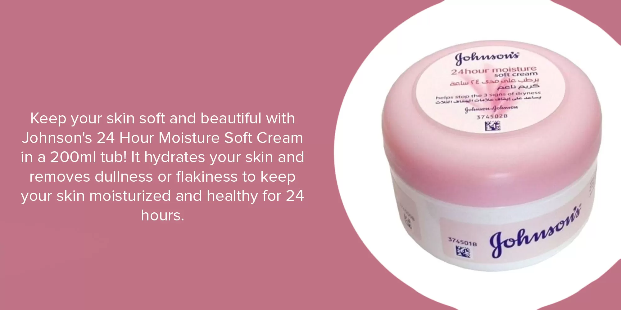 Johnsons 24 Hour Moisture Soft Cream 200ml Skin Care - image 1