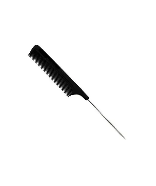 Tail Comb With Steel Handle Hair Combs Black Wide Tooth