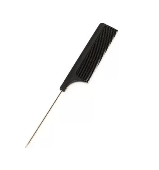 Tail Comb With Steel Handle Hair Combs Black Wide Tooth - image 2
