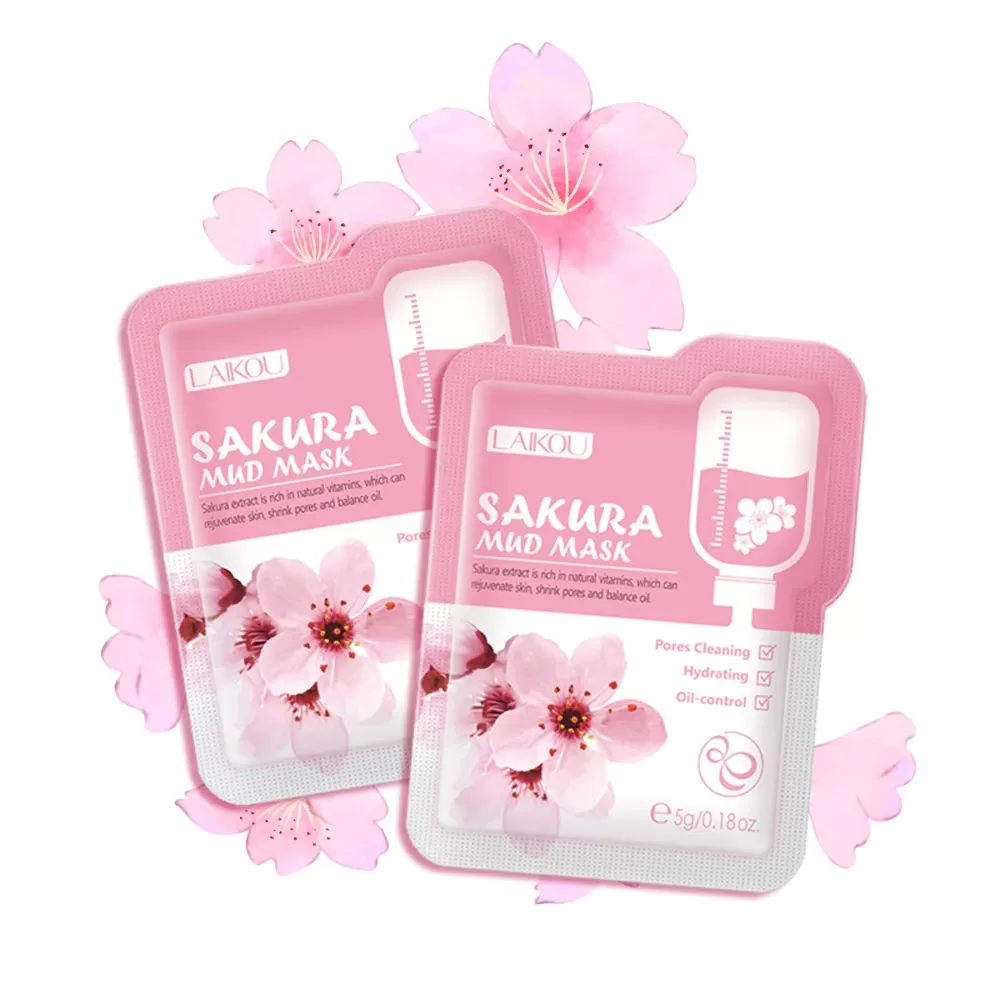 Laikou Japan Sakura Mud Face Mask 5Pcs Anti Wrinkle - image 3