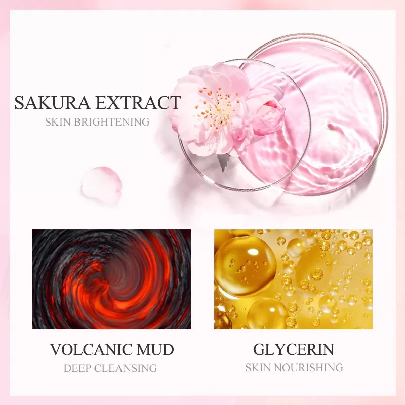 Laikou Japan Sakura Mud Face Mask 5Pcs Anti Wrinkle - image 5
