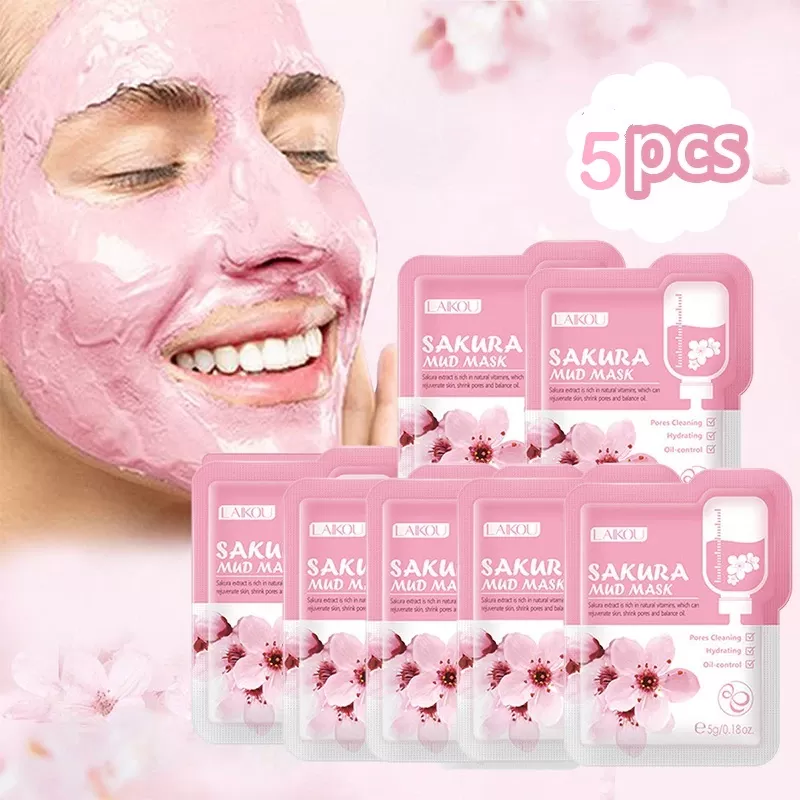Laikou Japan Sakura Mud Face Mask 5Pcs Anti Wrinkle - image 8