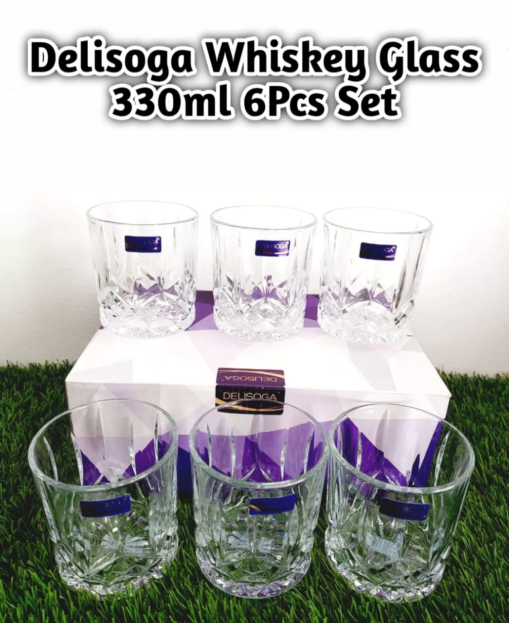 Delisoga Whiskey Glass 340ml 6Pcs Set Wine Diner