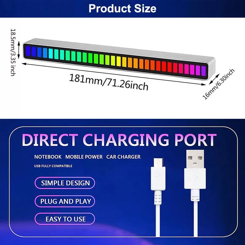 RGB acoustic pickup rhythm lamp USB car desktop LED - image 2