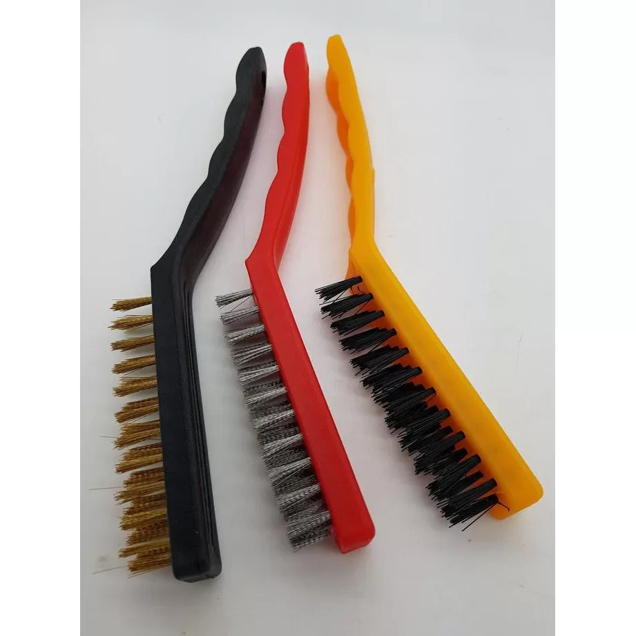 Bent plastic handle wire brush 3 pc Mini Wire Brush - image 2