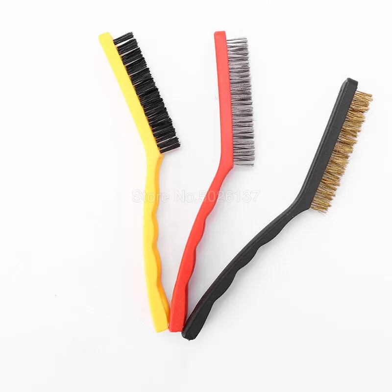 Bent plastic handle wire brush 3 pc Mini Wire Brush - image 5