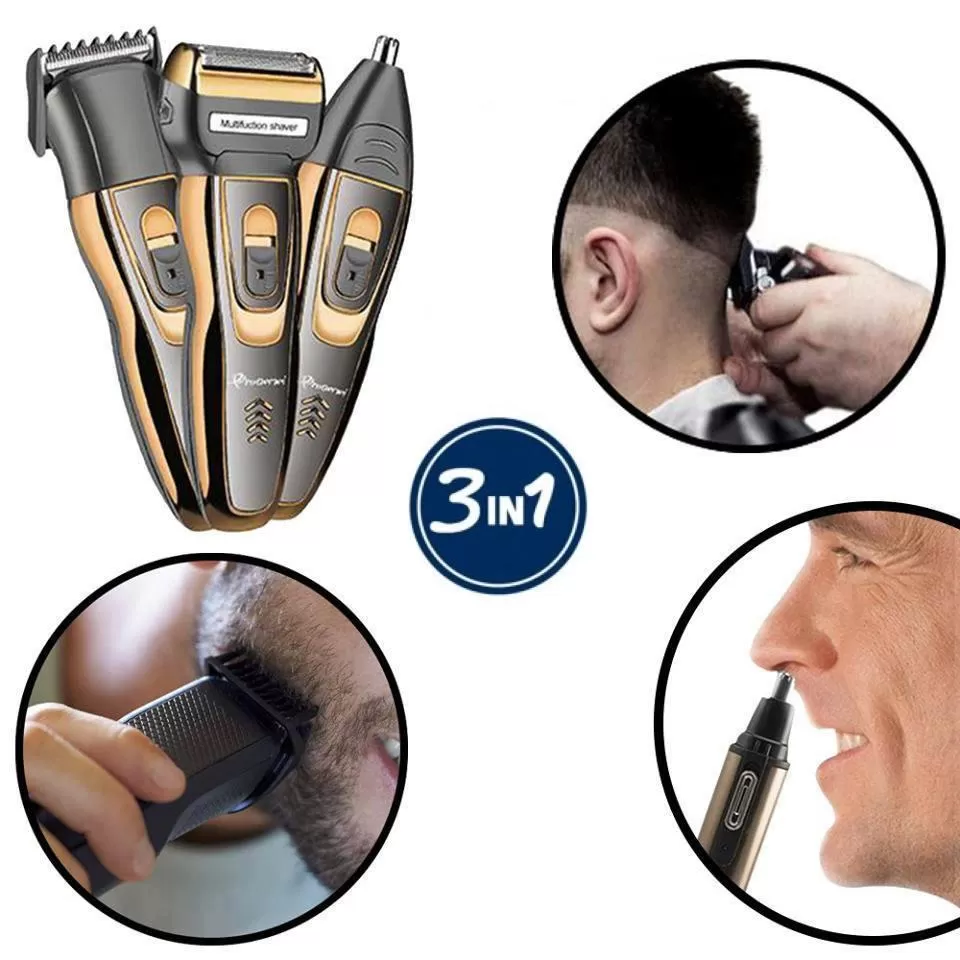 3 In 1 Hair Clipper, Shaver & Nose Beard Hair Trimme