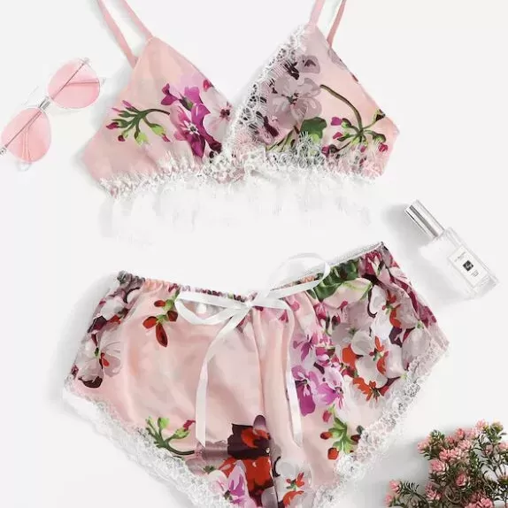 Sexy flower night dress 2 pcs set - image 4