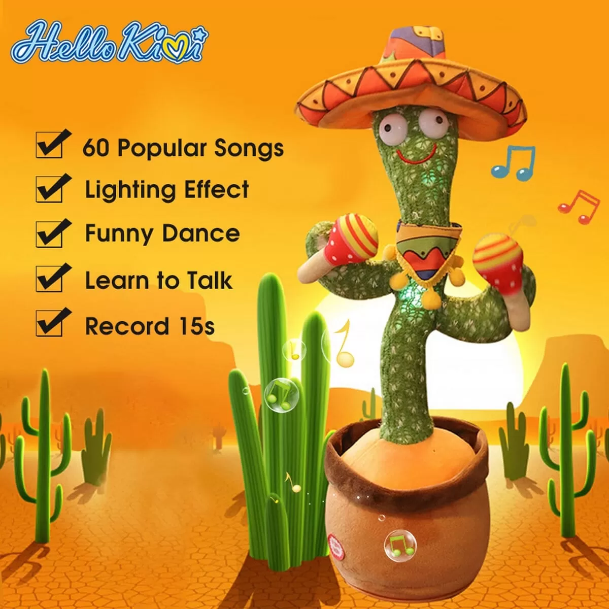 Singing, Dancing Cactus Plush Educational Toy for Kids - image 1