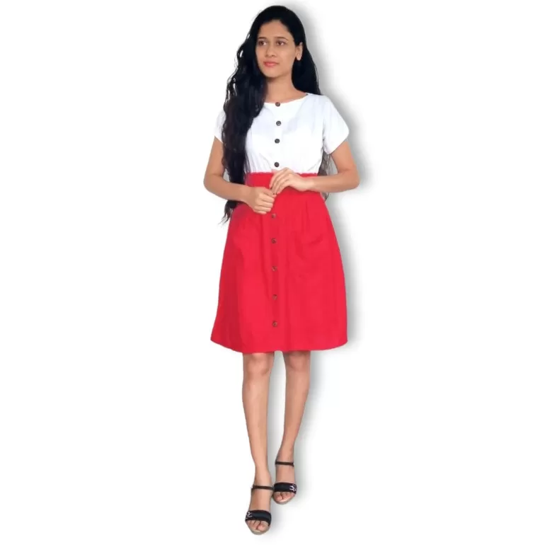 Buy Tow colour Linen dress girls frock Dress
