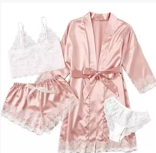 sexy Wedding Night Dress Robe With Belt 4pcs set - image 9
