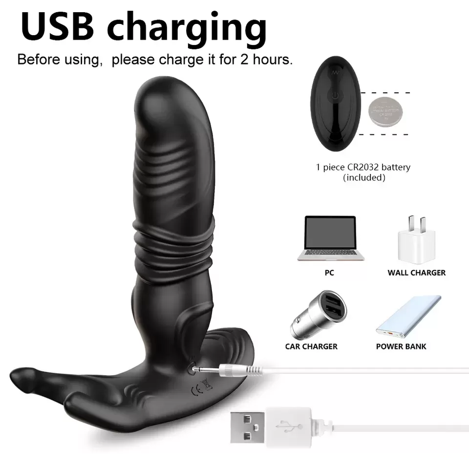 up down Telescopic Prostate anal dildo vibrator sex toy - image 4