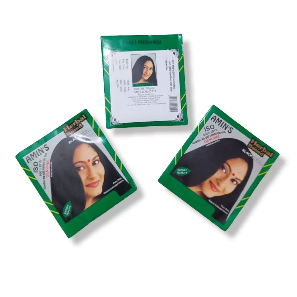 Amins Herbal Black Henna Hair Dye Color Powder 10mlx5Pcs - image 4