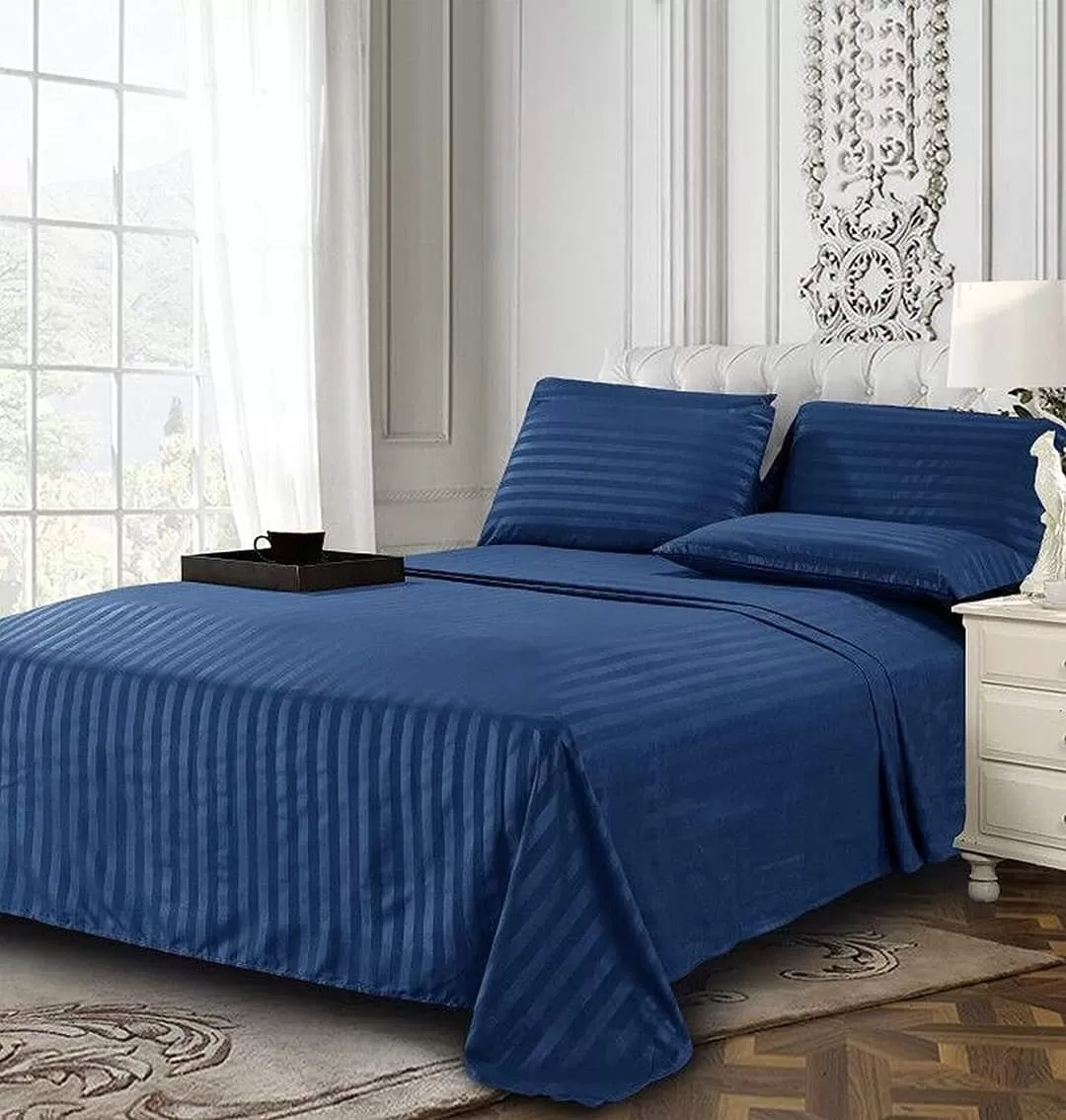 Egyptian Cotton Striped Bedsheet With 2 Pillow Covers - image 3