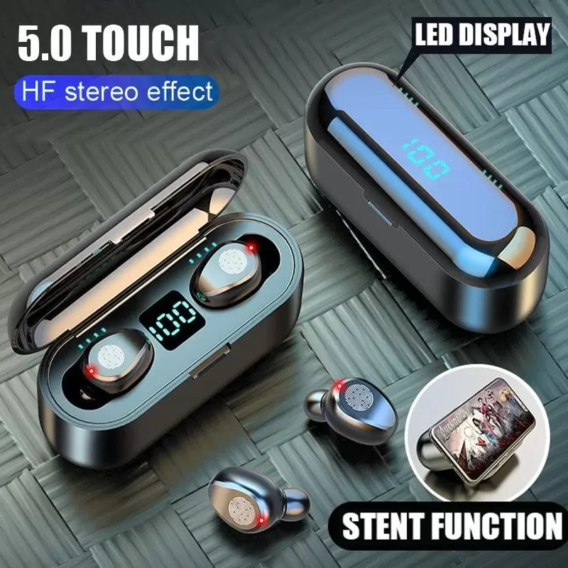 F9 Bluetooth Earbuds Earphones Wireless TWS With Mic - image 1