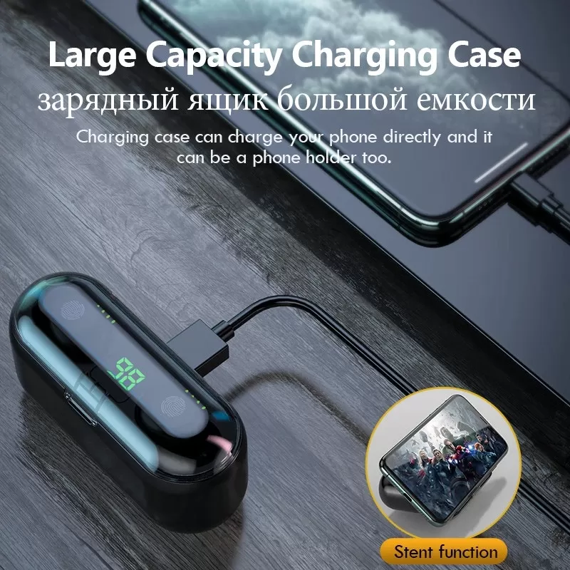 F9 Bluetooth Earbuds Earphones Wireless TWS With Mic - image 2