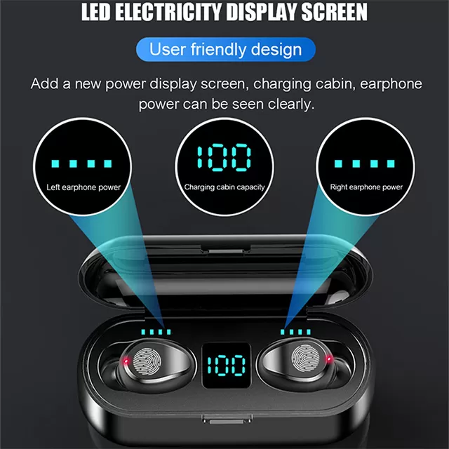 F9 Bluetooth Earbuds Earphones Wireless TWS With Mic - image 3