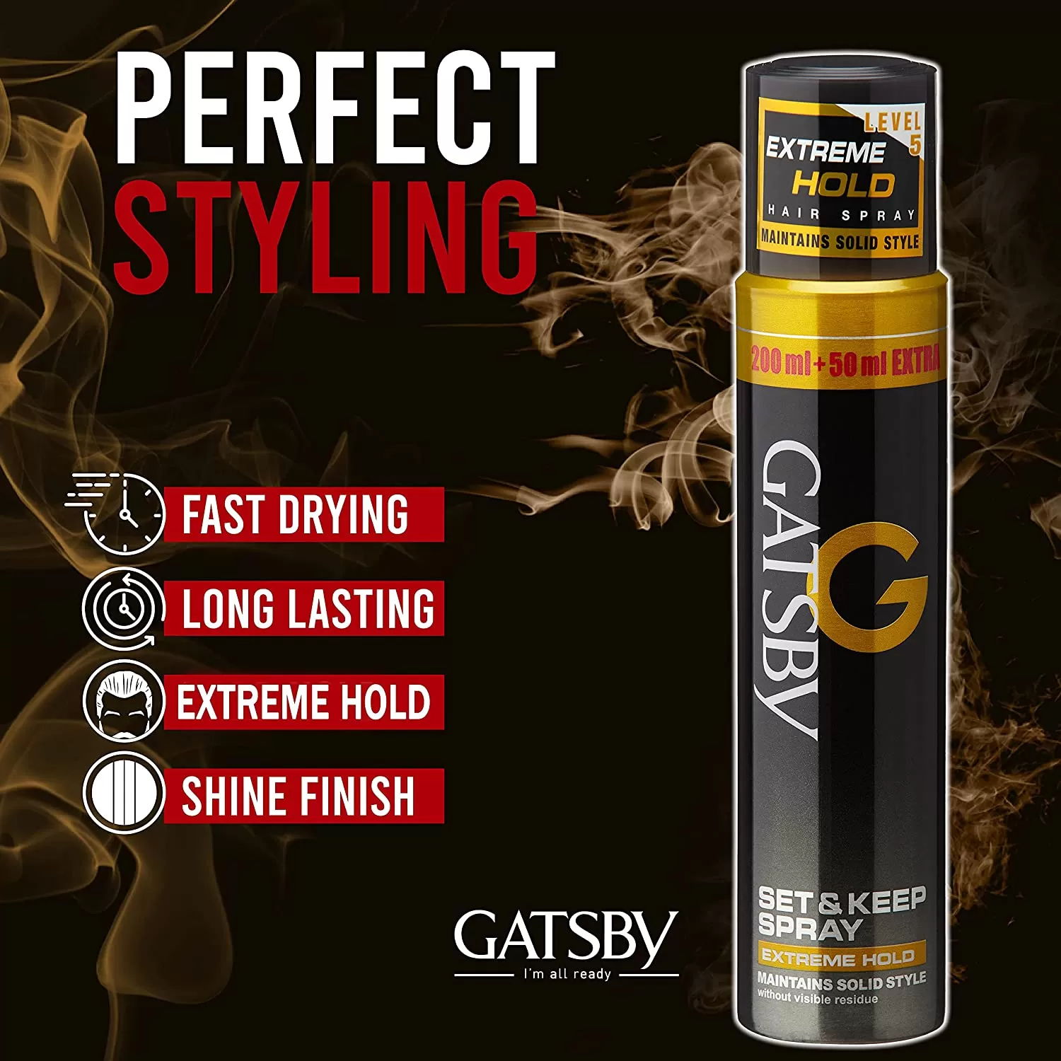 Gatsby Set & Keep Hair Spray 250ml Extreme Hold - image 5