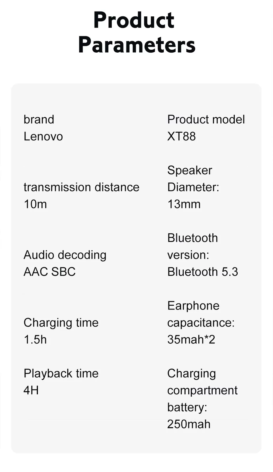 Lenovo XT88 Wireless Headphones Dual Stereo TouchControl - image 7