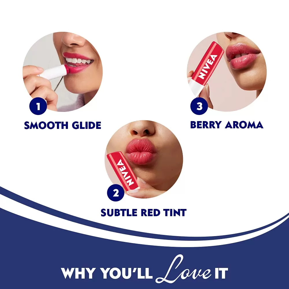 Nivea Lip Balm 4.8g Cherry Shine Made In Germany - image 2