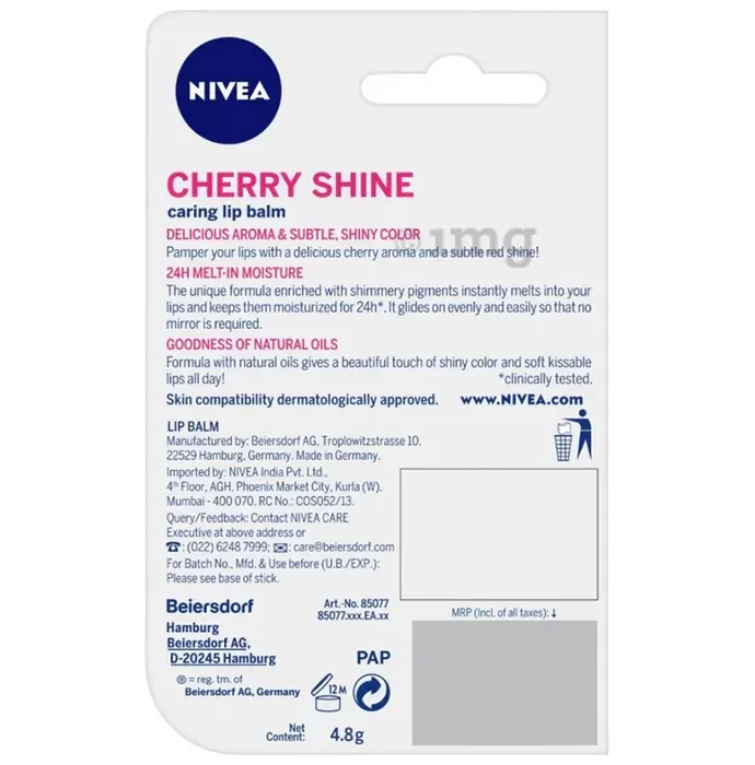 Nivea Lip Balm 4.8g Cherry Shine Made In Germany - image 5