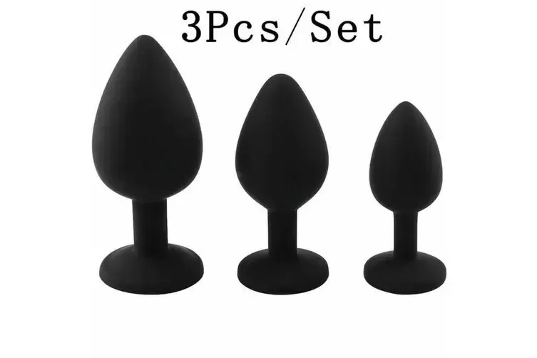 butt plug 3pcs set black XTOYS - image 2
