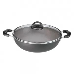 Premier Non Stick Superb Deep Kadai with Glass Lid Induction Base 24CM