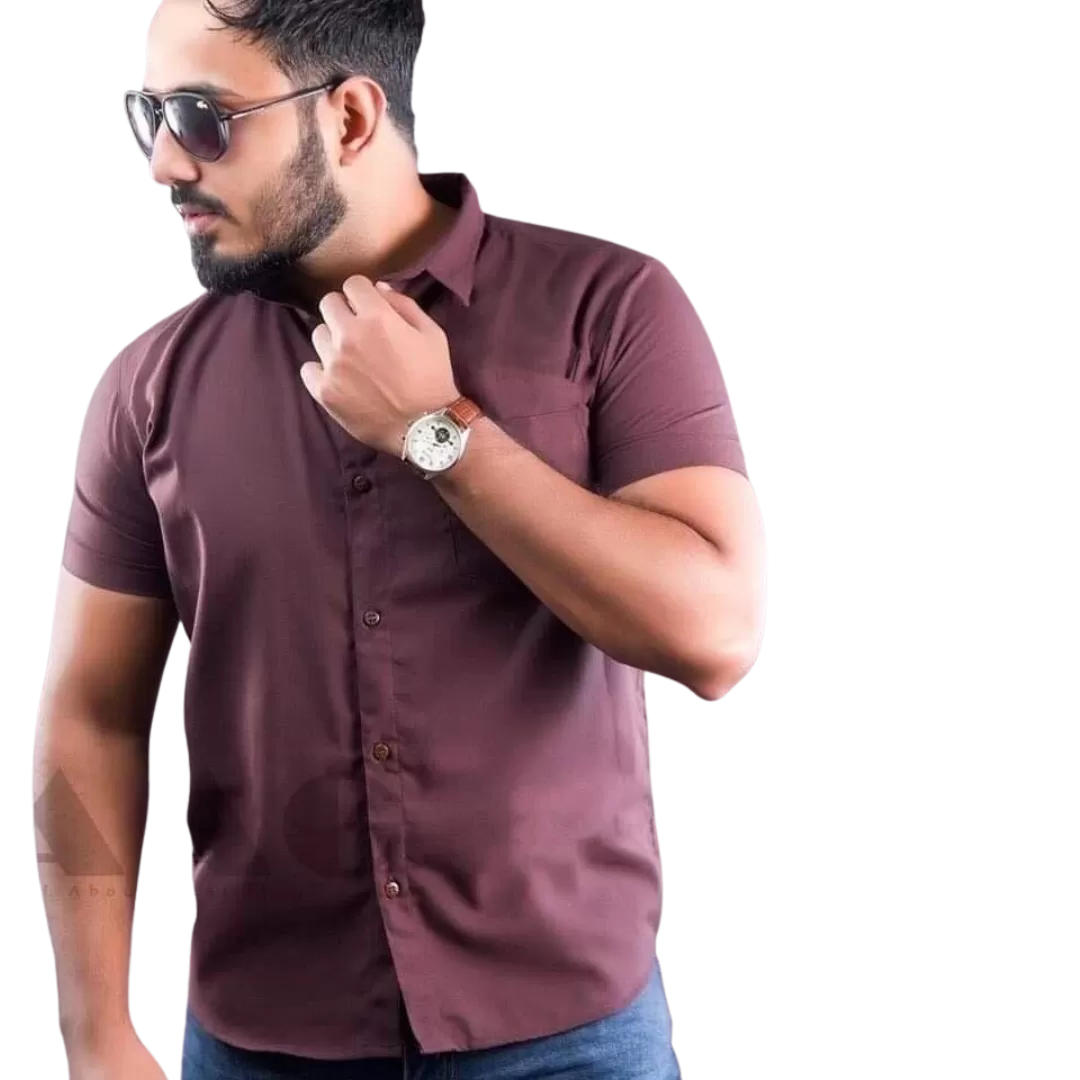 Premium Linen TAAG Short sleeve Shirts - Brown