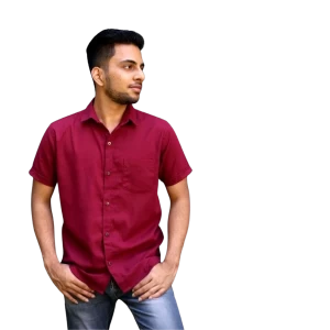 Premium Linen Mens Shirt Short sleeve Shirts - Red