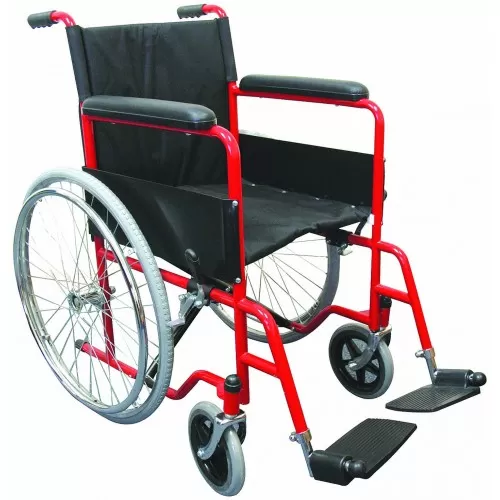 Wheel Chair Red Colour Frame Foldable