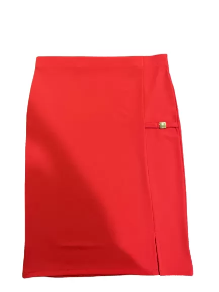 Women Plain Colour Buckle Skirt