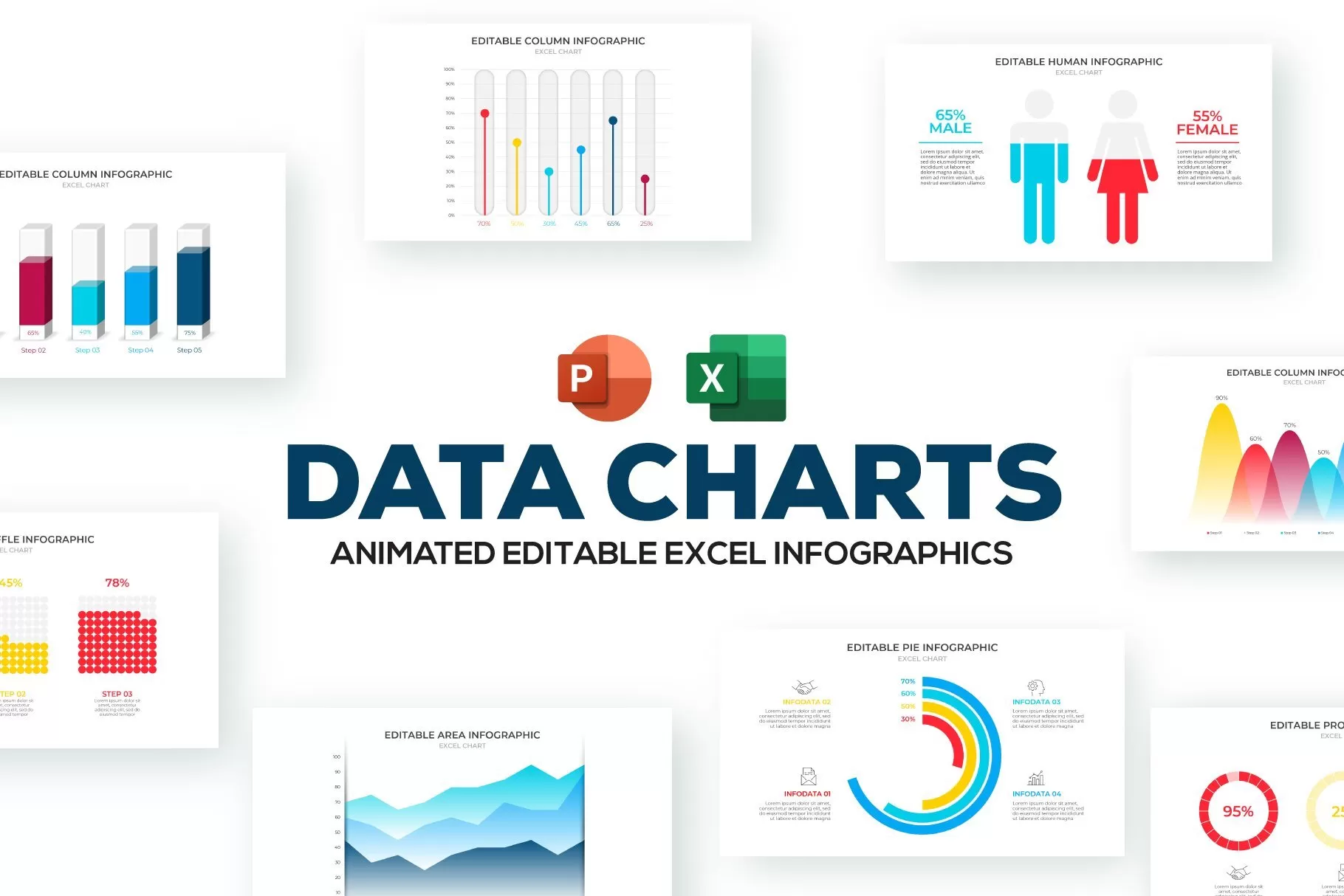 40 Animated Excel Data Charts PowerPoint Template