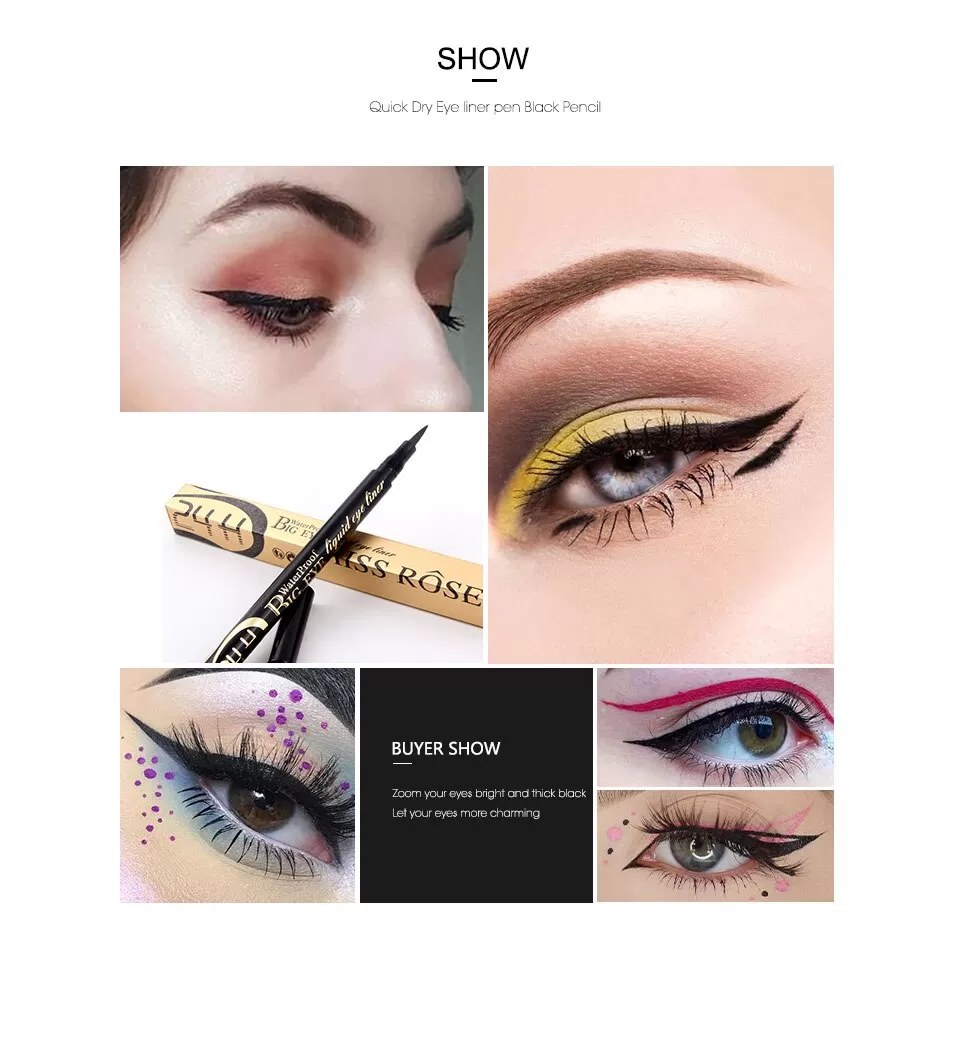 Miss Rose Black Eye Liner Pencil Waterproof Black - image 8