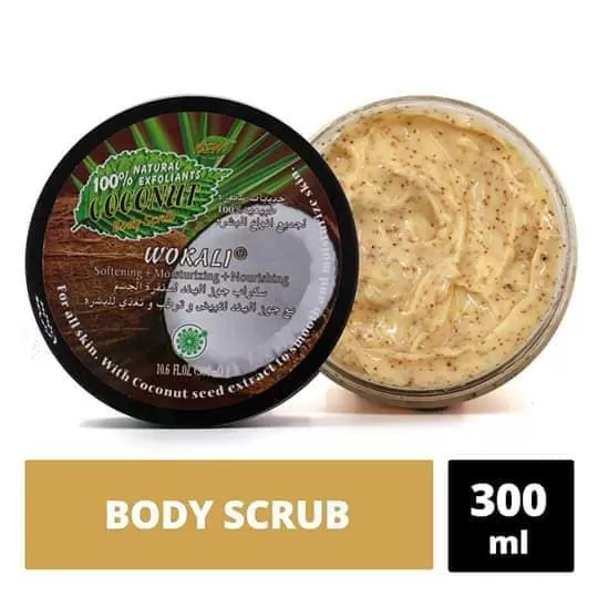 Wokali Coconut Face & Body Scrub 300ml Moisturizing - image 1