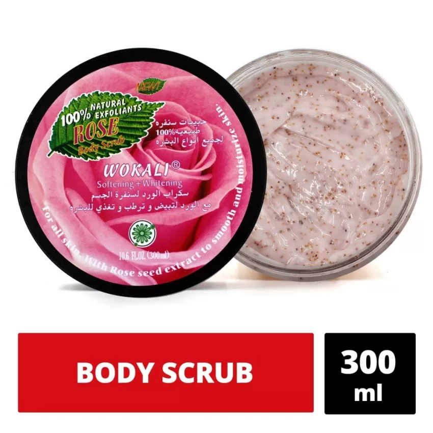 Wokali Rose Face Body Scrub 300ml Softening Moisturizing - image 1